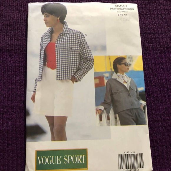 Vogue Pattern 8297 boxy jacket blazer size 8 10 12 - Picture 1 of 8